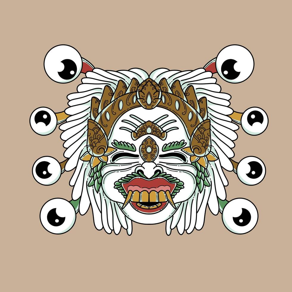 balinesse mask art illustration suitable for use for branding clothing advertising and so on vector