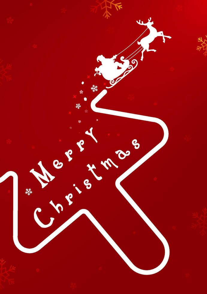 Christmas poster design Snowflake Christmas tree Santa Claus and reindeer vector
