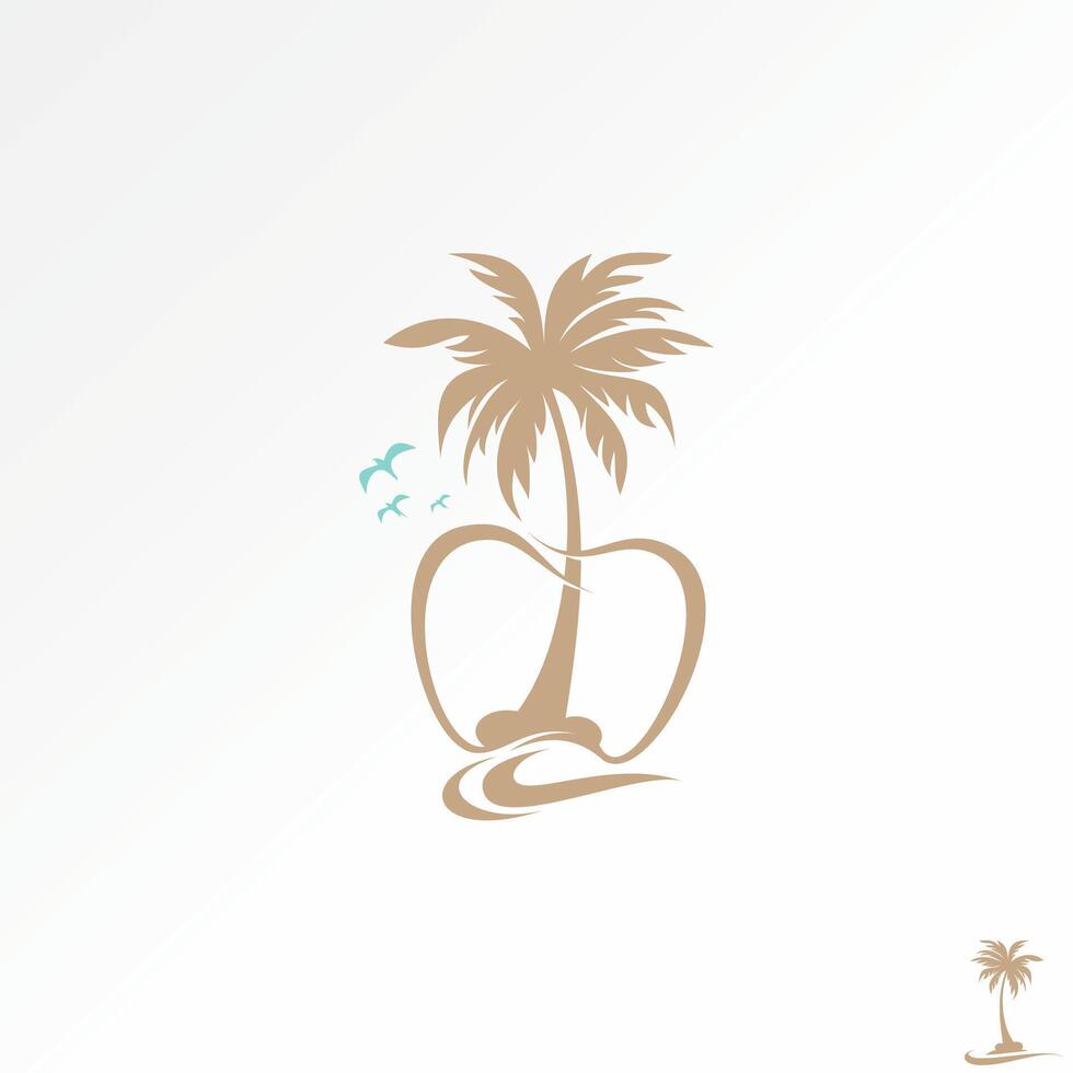 Logo design graphic concept creative premium stock graphic friendly dental coconut tree wave island birds. Related restoration vacation clinic vector