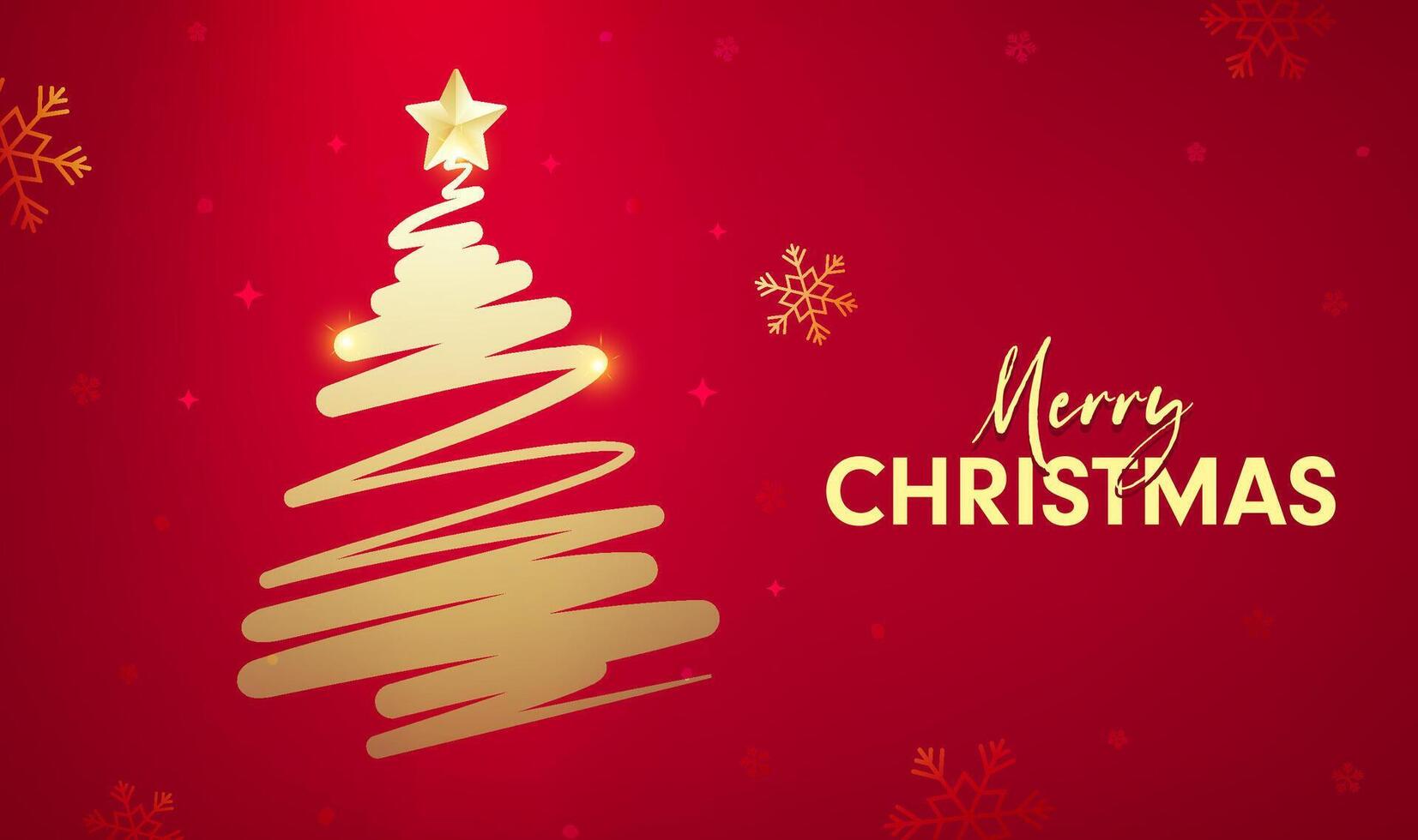 Christmas banner design Snowflake gold abstract Christmas tree vector