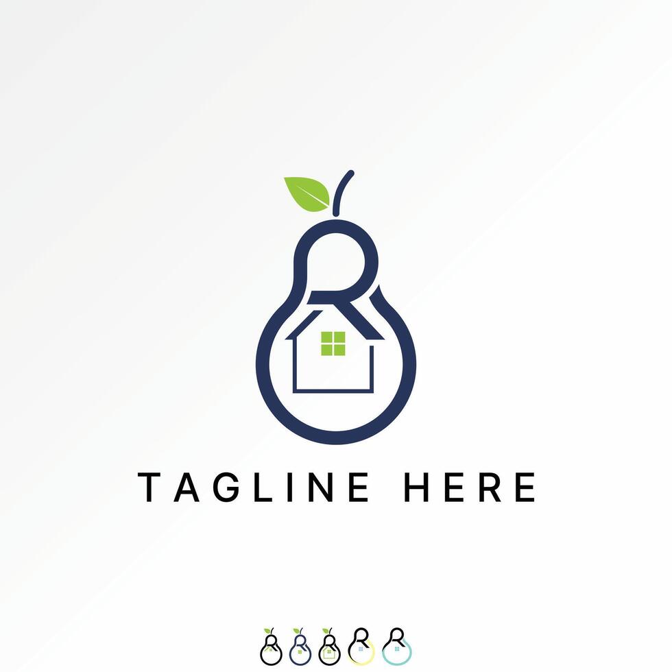 Logo design graphic concept creative abstract premium stock initial R font frest Pear fruit art home. Related to vegetarian house garden farm vector