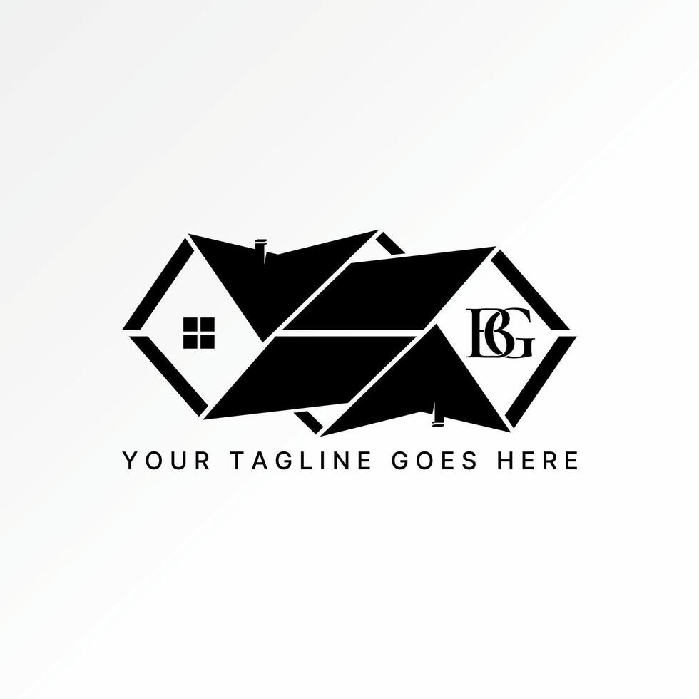 Logo design graphic concept creative premium stock image graphic initial BG font home roof house in reverse flip. Related to property mortgage vector