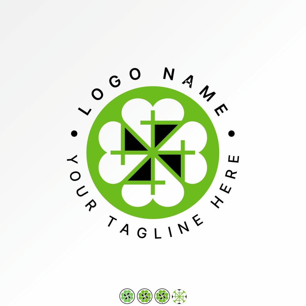 Logo design graphic concept creative premium stock image graphic love symbol number 4 font rotate circle Related to monogram typography pattern vector
