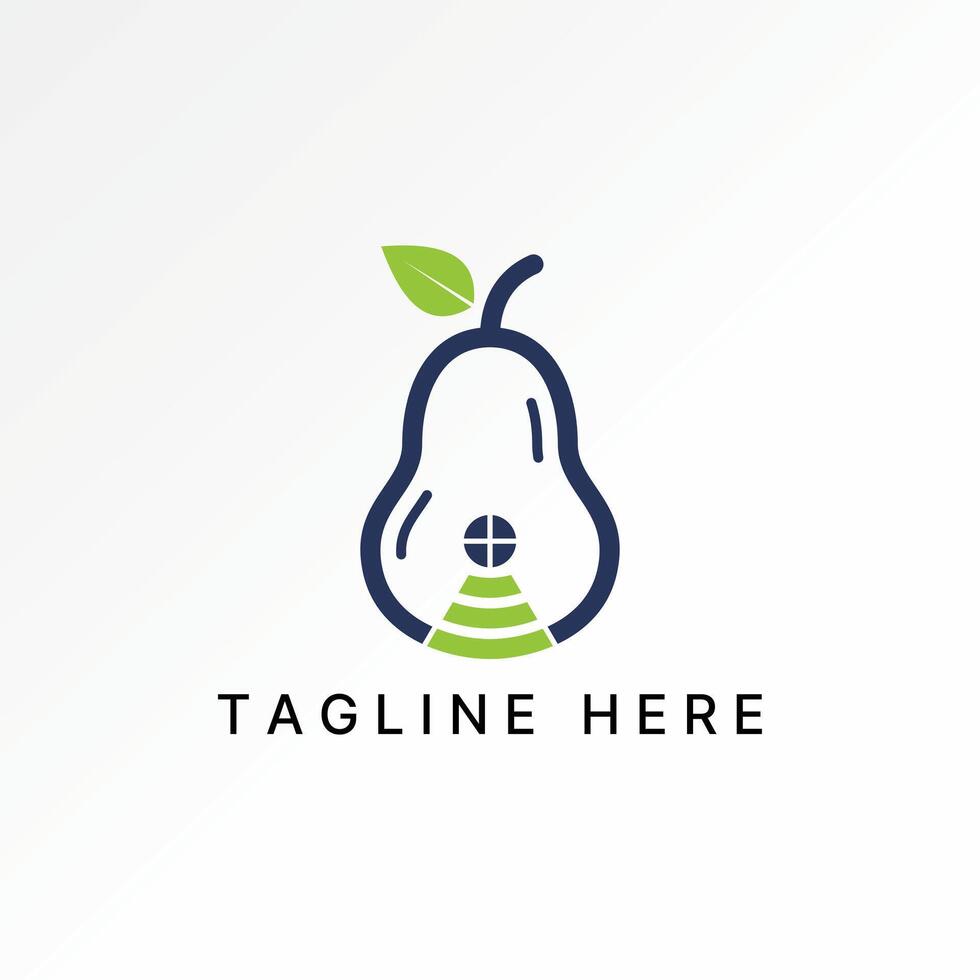 Logo design graphic concept creative abstract premium stock green frest Pear fruit home wifi router. Related to network tech house garden farm vector