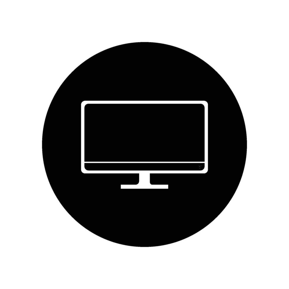 A black and white computer monitor icon on a white background vector