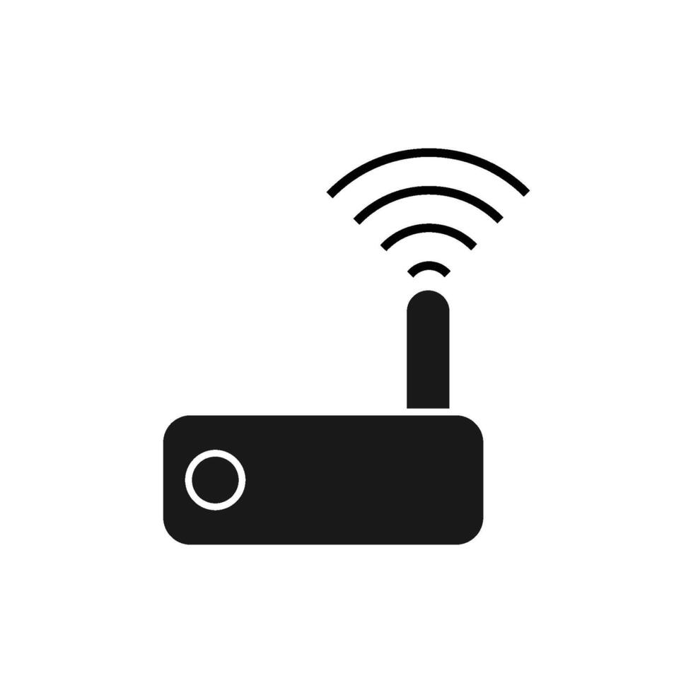 A black and white icon of a wifi router vector