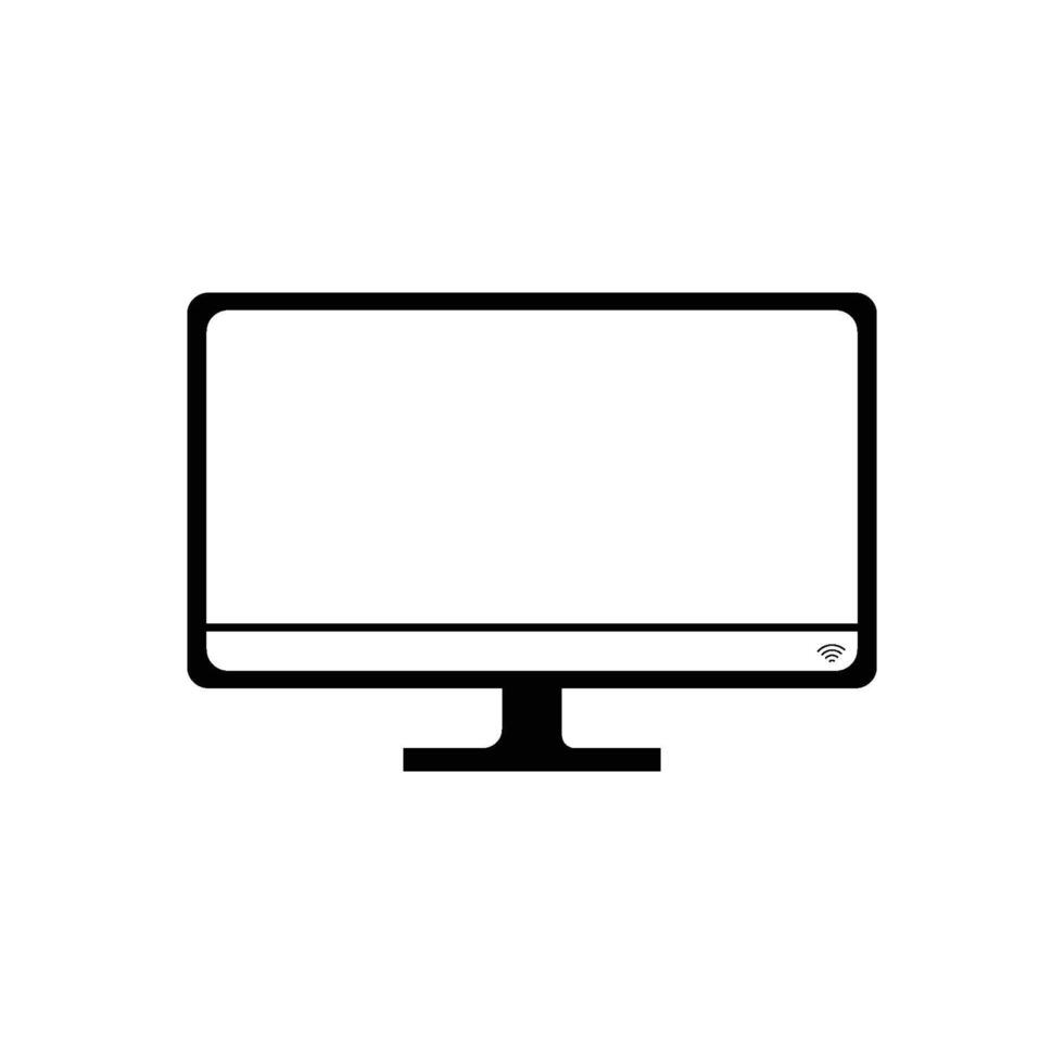 A black and white illustration of a computer monitor vector