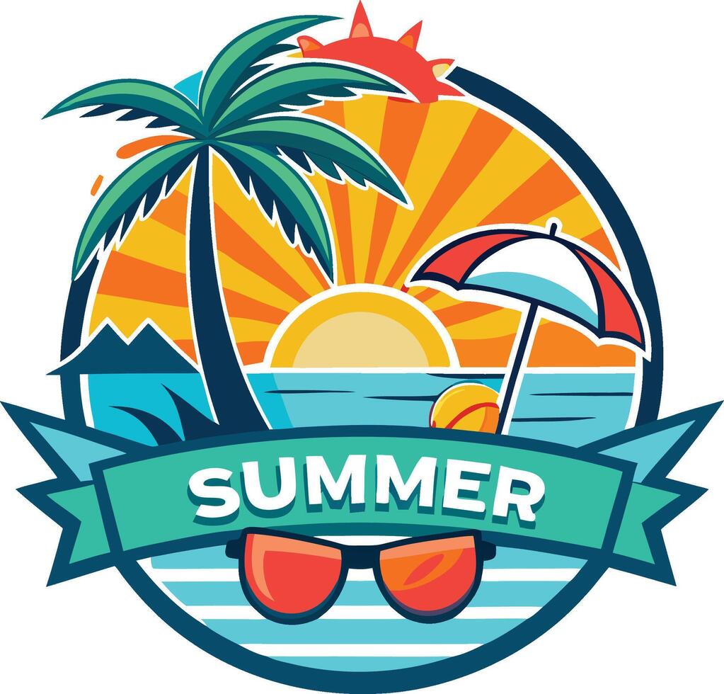 Simple Easy Summer logo Design vector