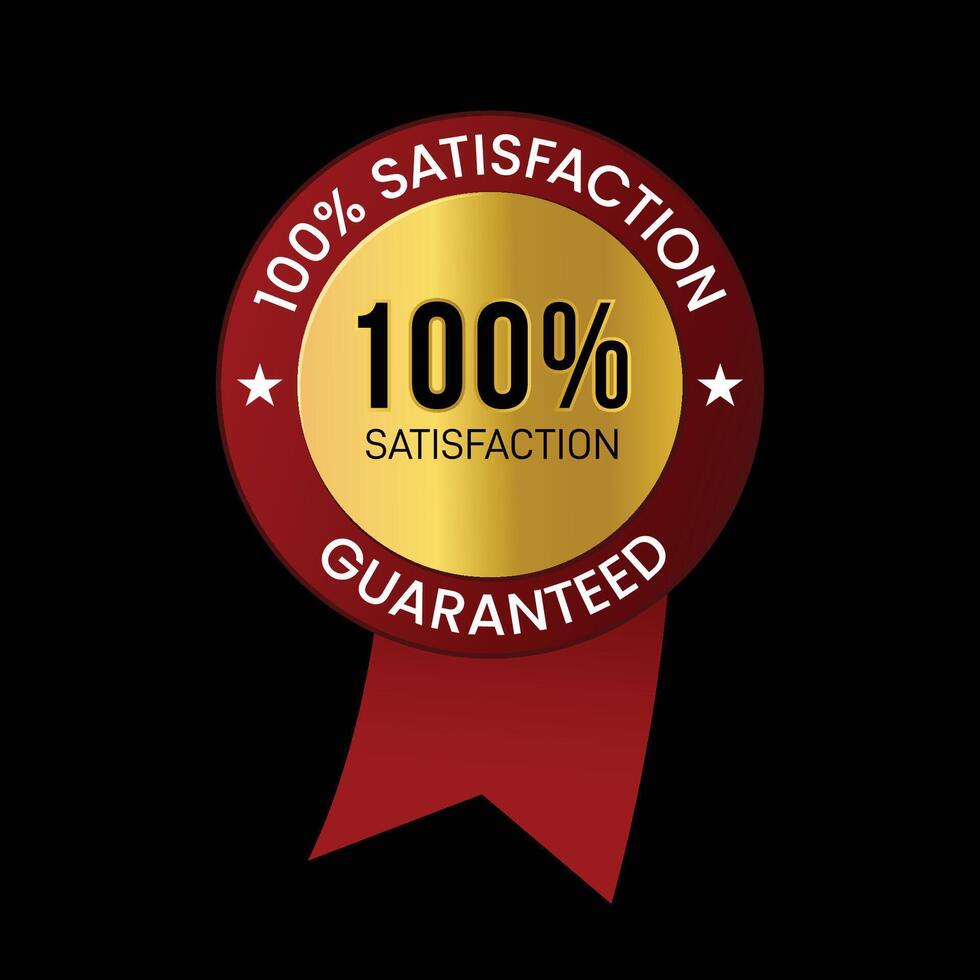 Satisfaction Guaranteed Label with Gold Badge vector