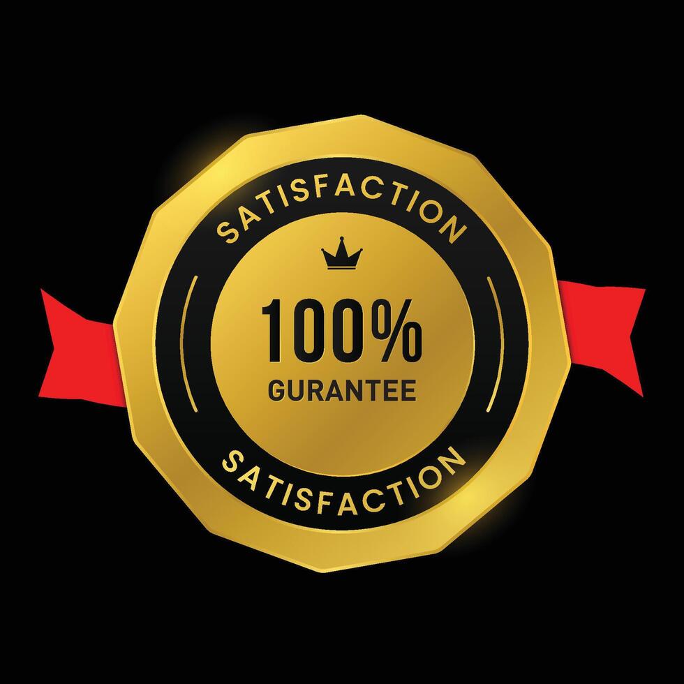 100 Guarantee Seal Premium Golden vector