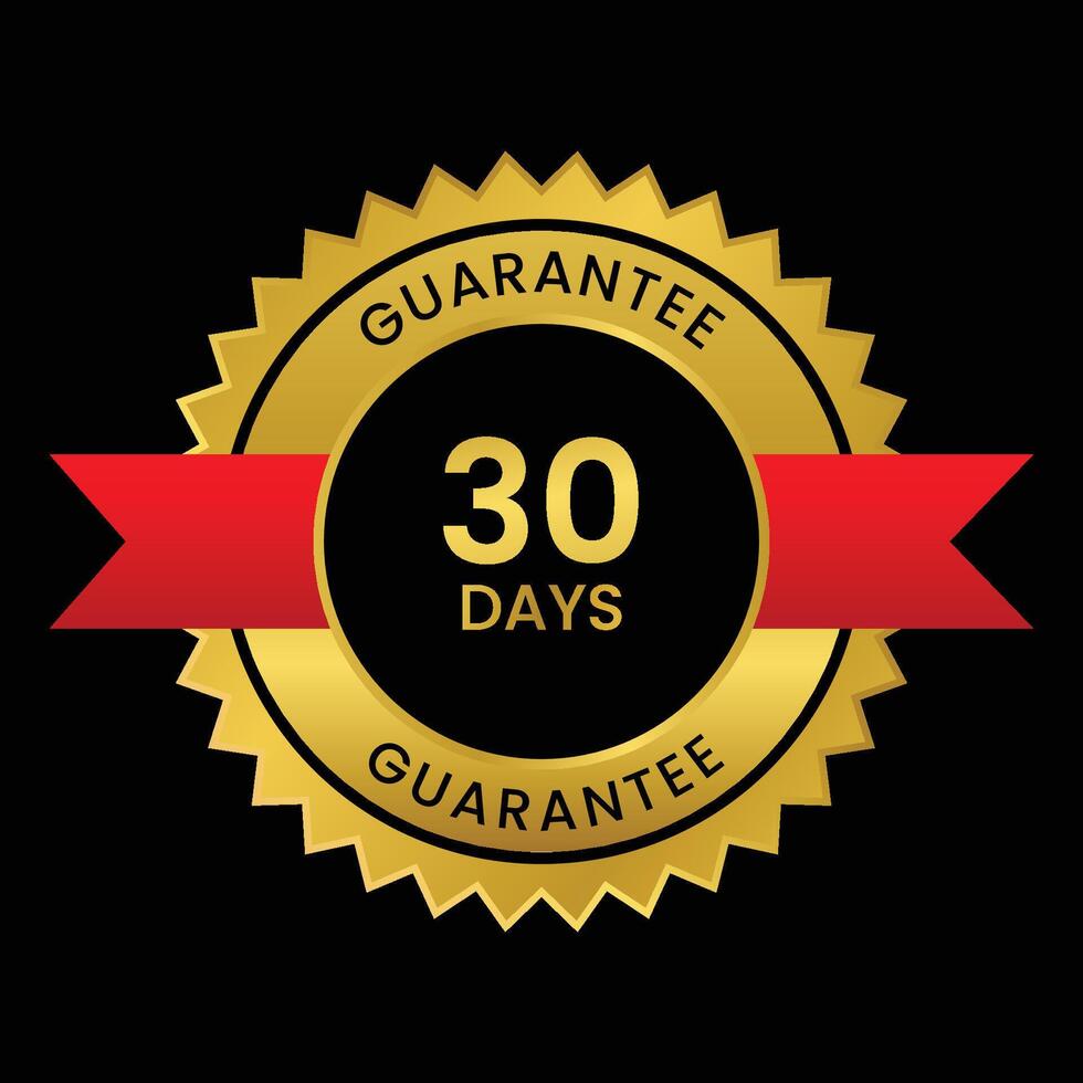 30 days guarantee golden premium design vector