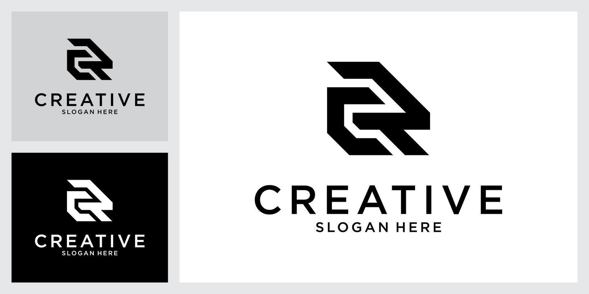 CR or RC initial letter logo design . vector