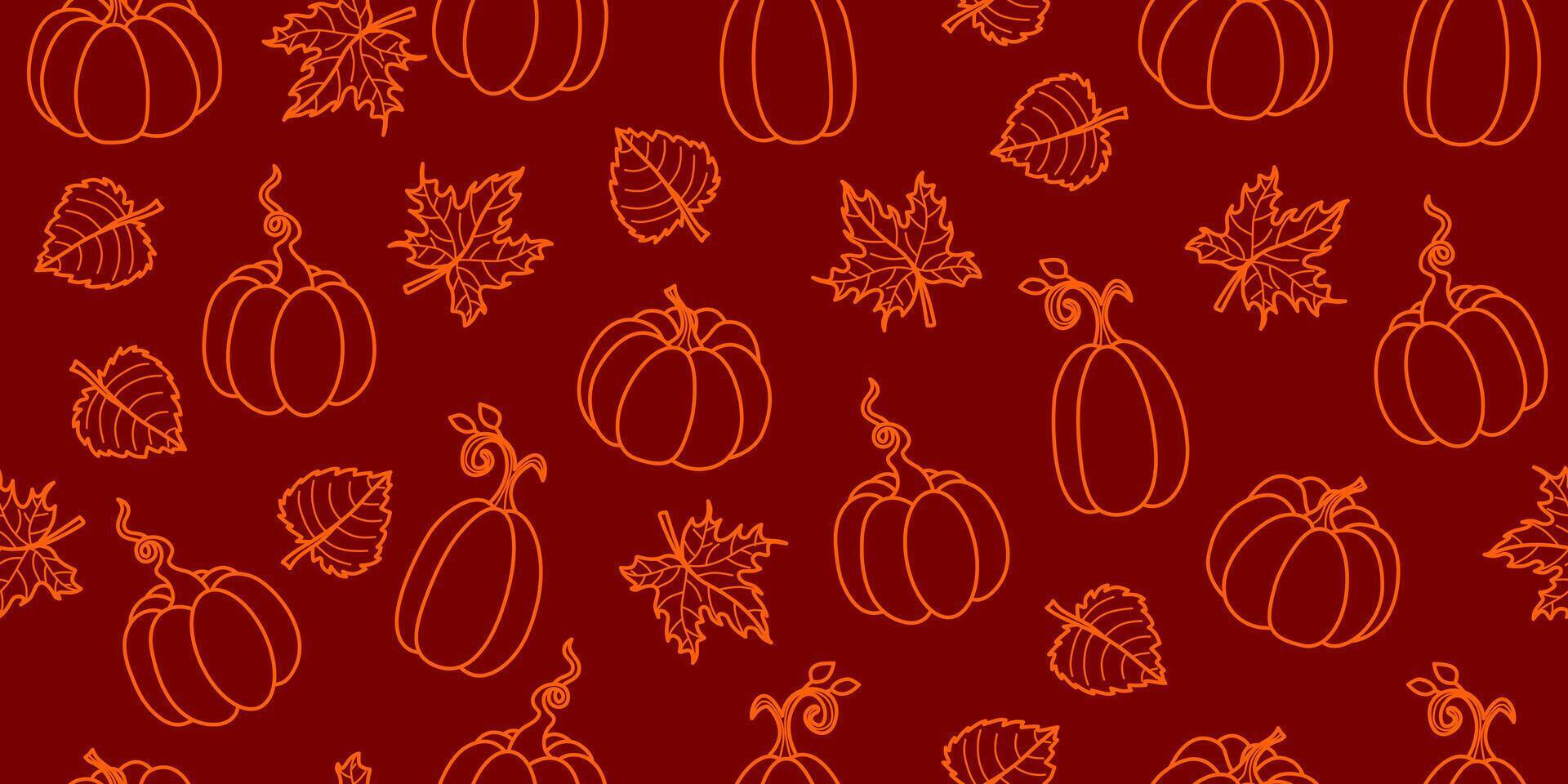 Pumpkin silhouette seamless pattern. Autumn pumpkin background. Falling print harvest vegetables for paper, packaging, design graphics. vector