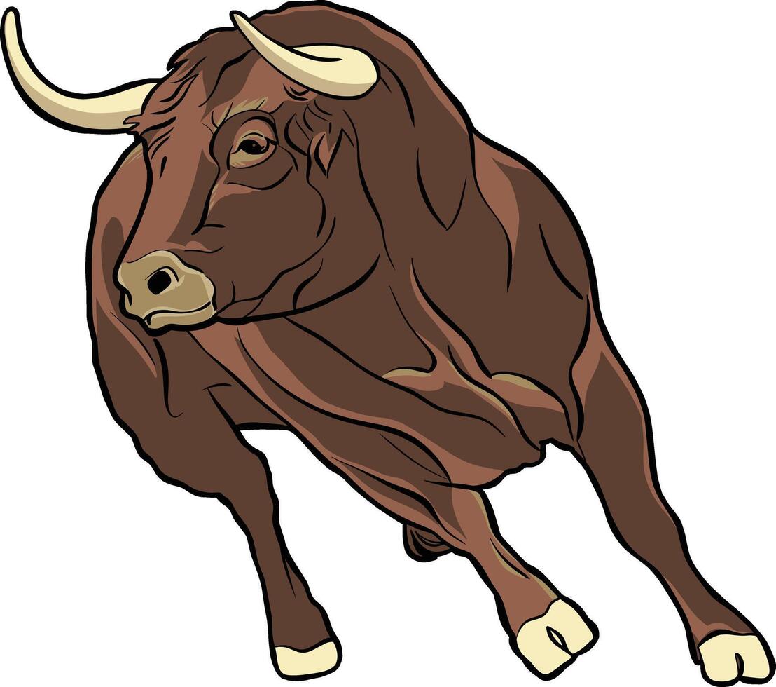 Dynamic Brown Bull Artwork in Motion vector