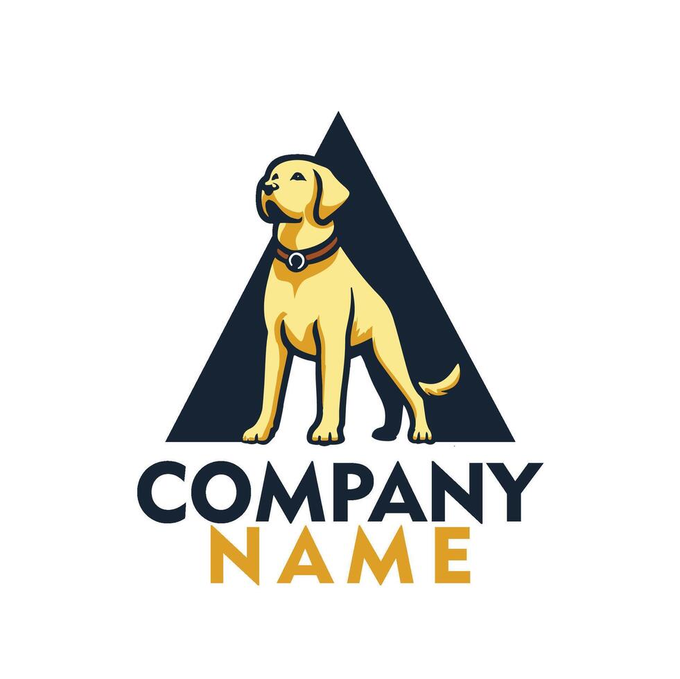 A Labrador Retriever dog, in front of the letter A. Can be used as a logo for a business, farm or other business. vector