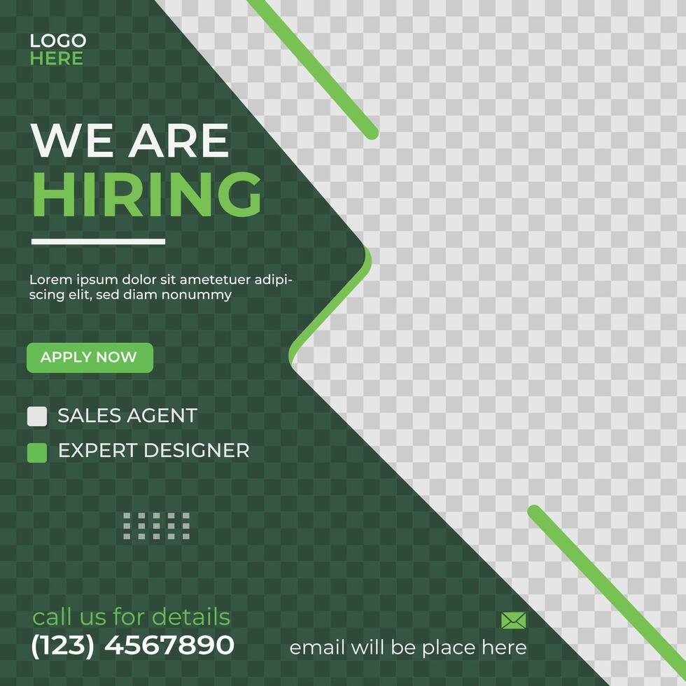 Creative and modern social media template design for job hiring post vector