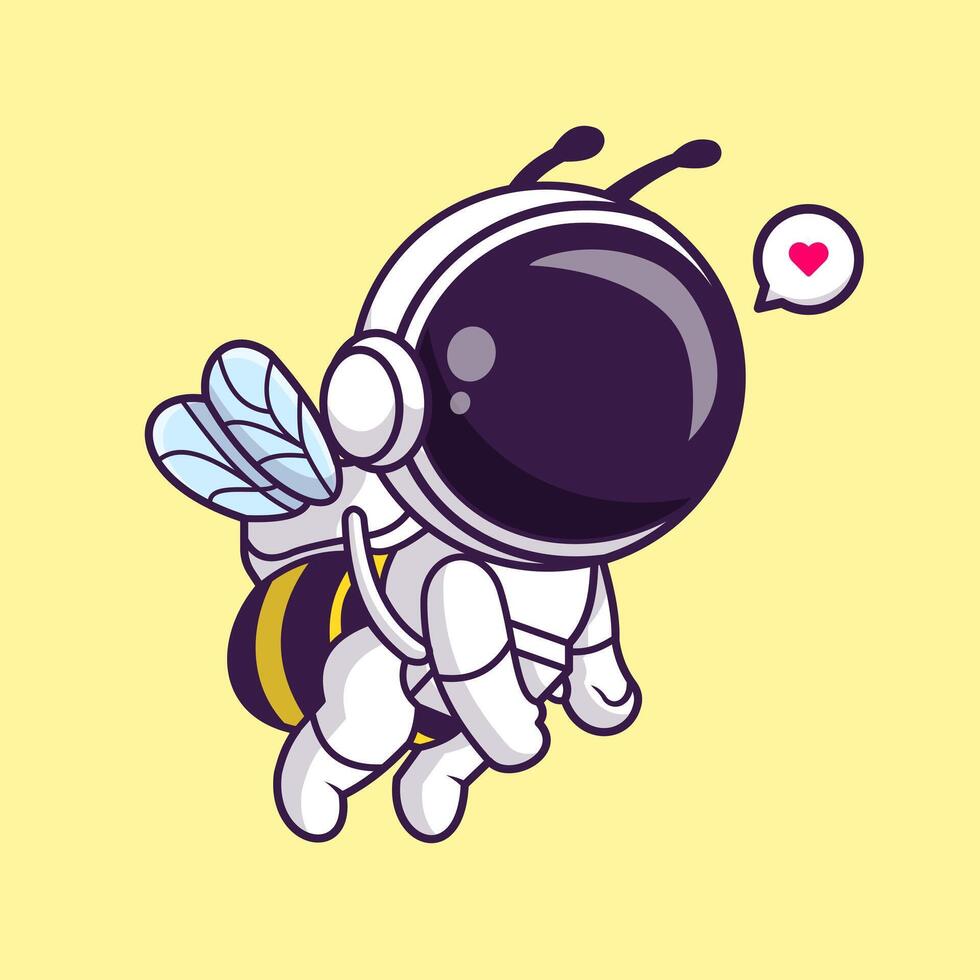 Cute Astronaut Bee Flying Cartoon vector