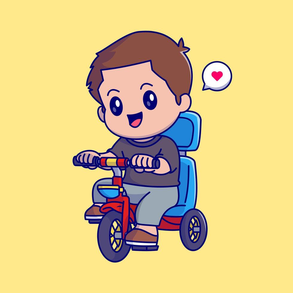 Cute Boy Riding Bicycle Cartoon vector