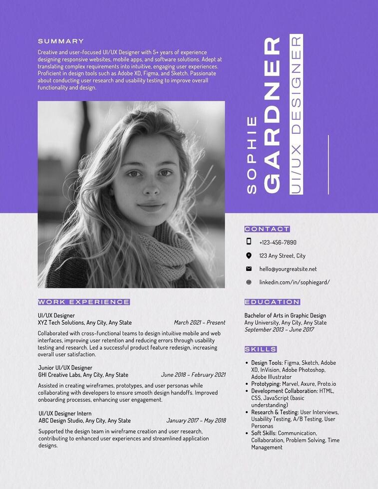 Minimalist UI/UX Designer Resume Template