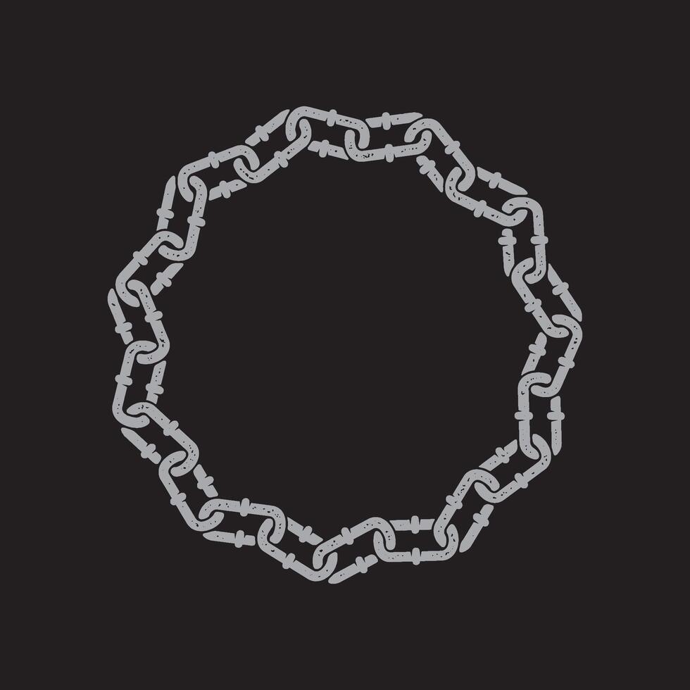 Chain in shape of a circle. Black background vector