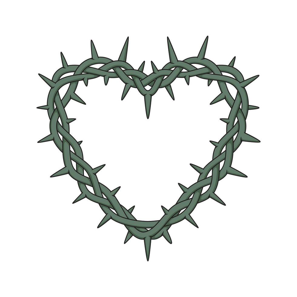 Branch with thorns in the shape of a heart vector
