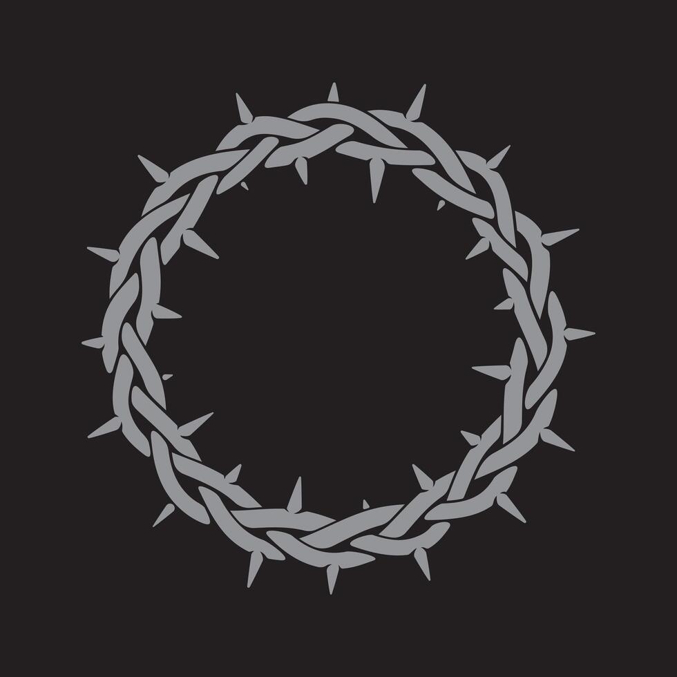Branch with thorns in the shape of a circle. Black background vector