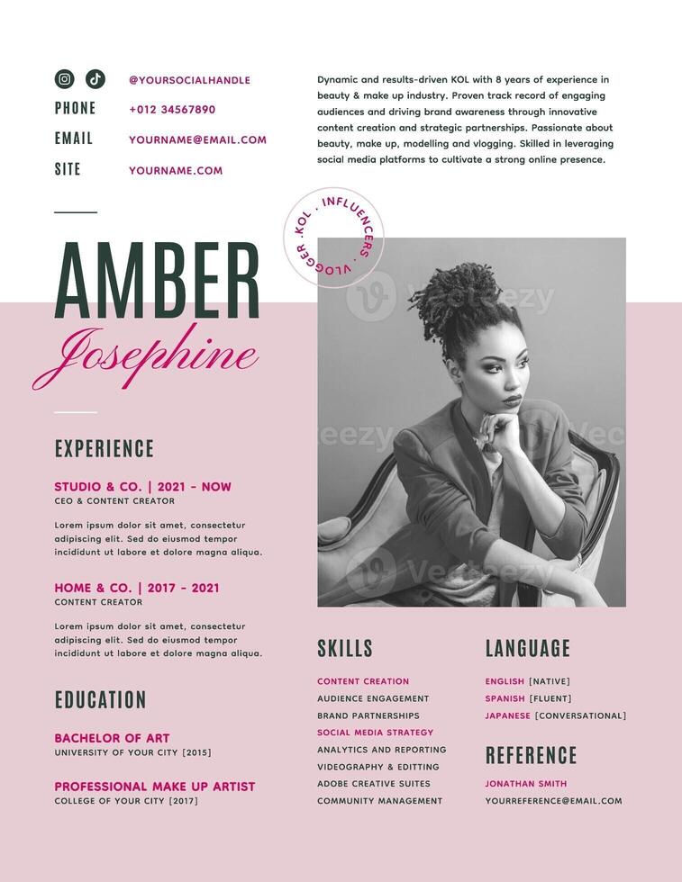 Influencers Minimalist Dual Tone Resume template