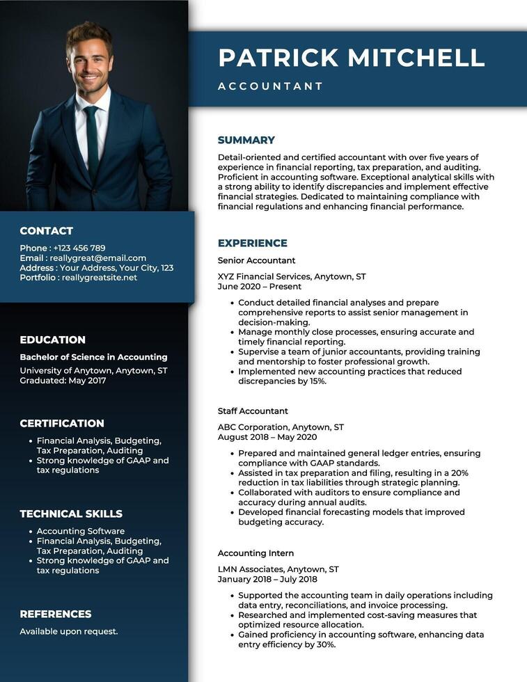 Modern Black and Navy CV Resume template