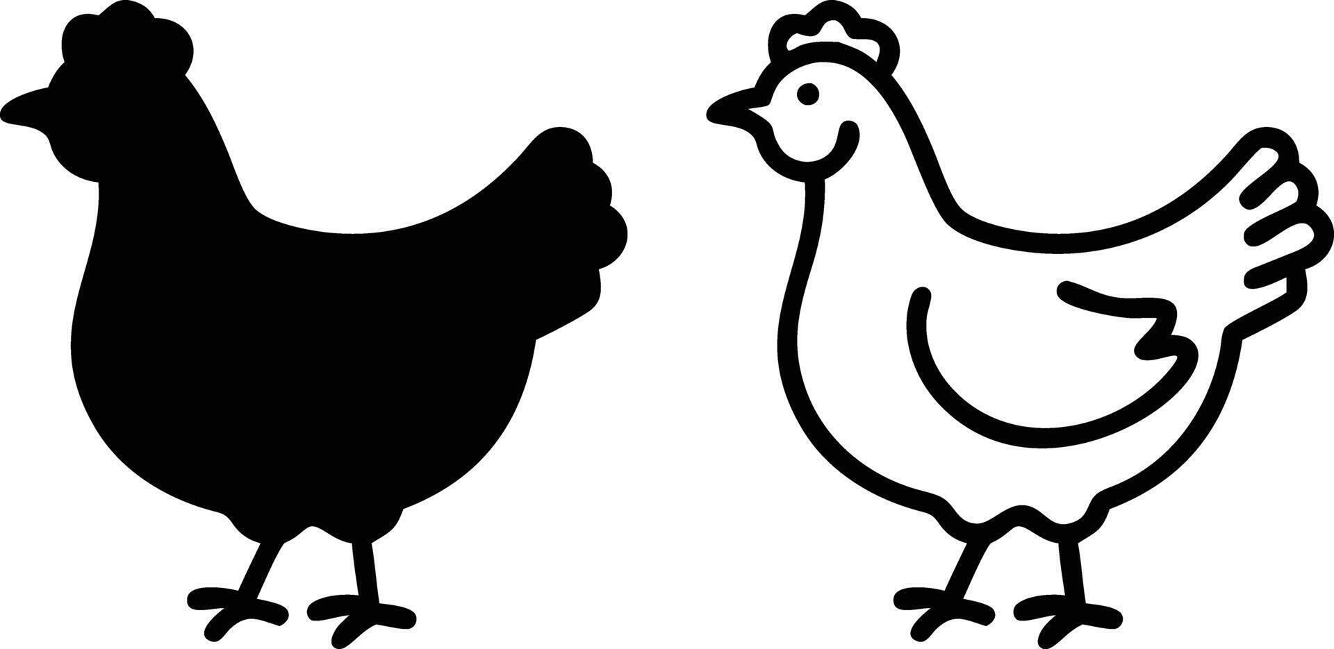 Chicken silhouette icon line art vector