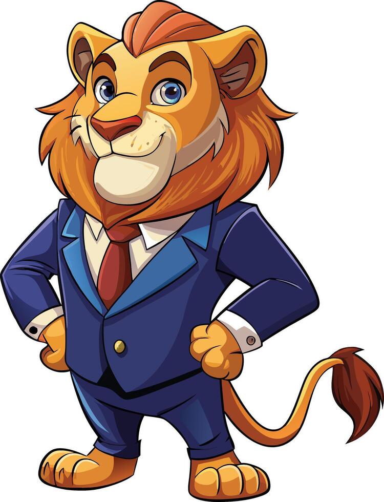 A cartoon lion in a suit and tie vector