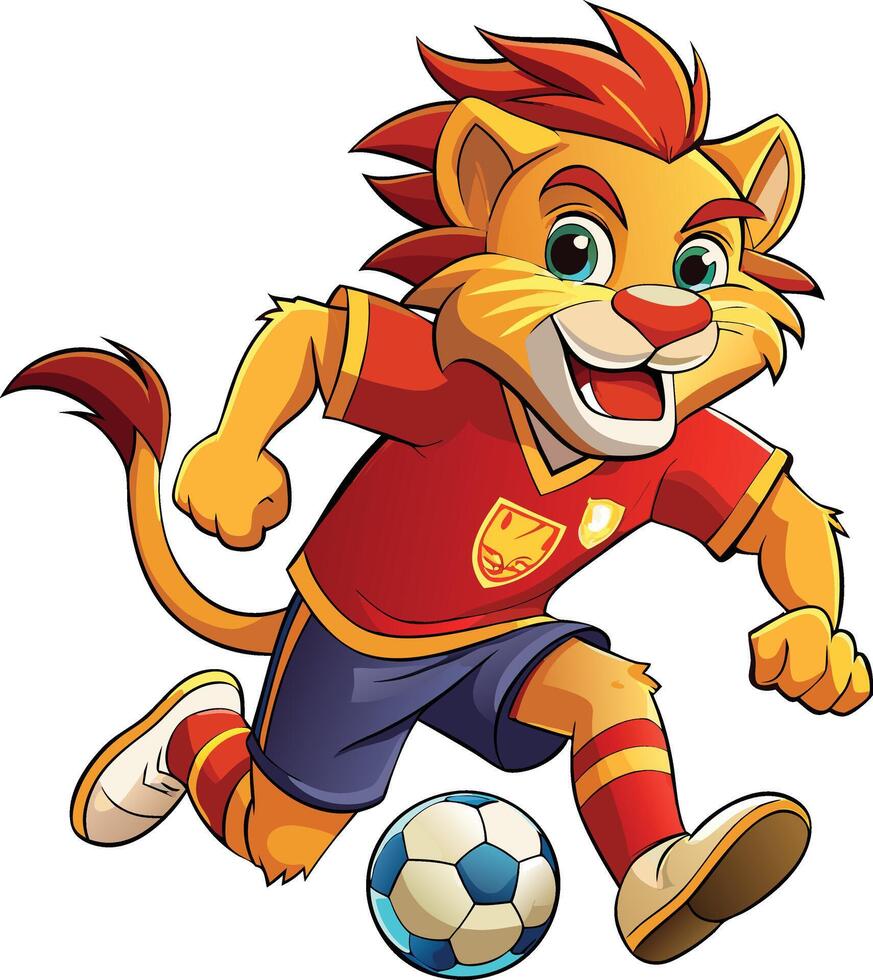 Spain lion soccer player vector