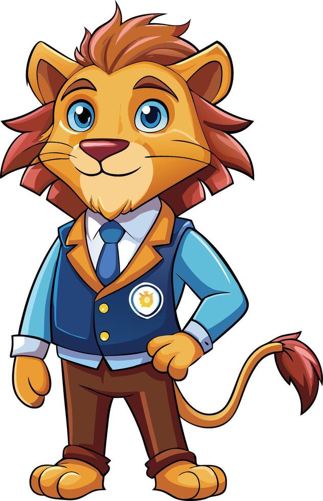 A cartoon lion in a suit and tie vector