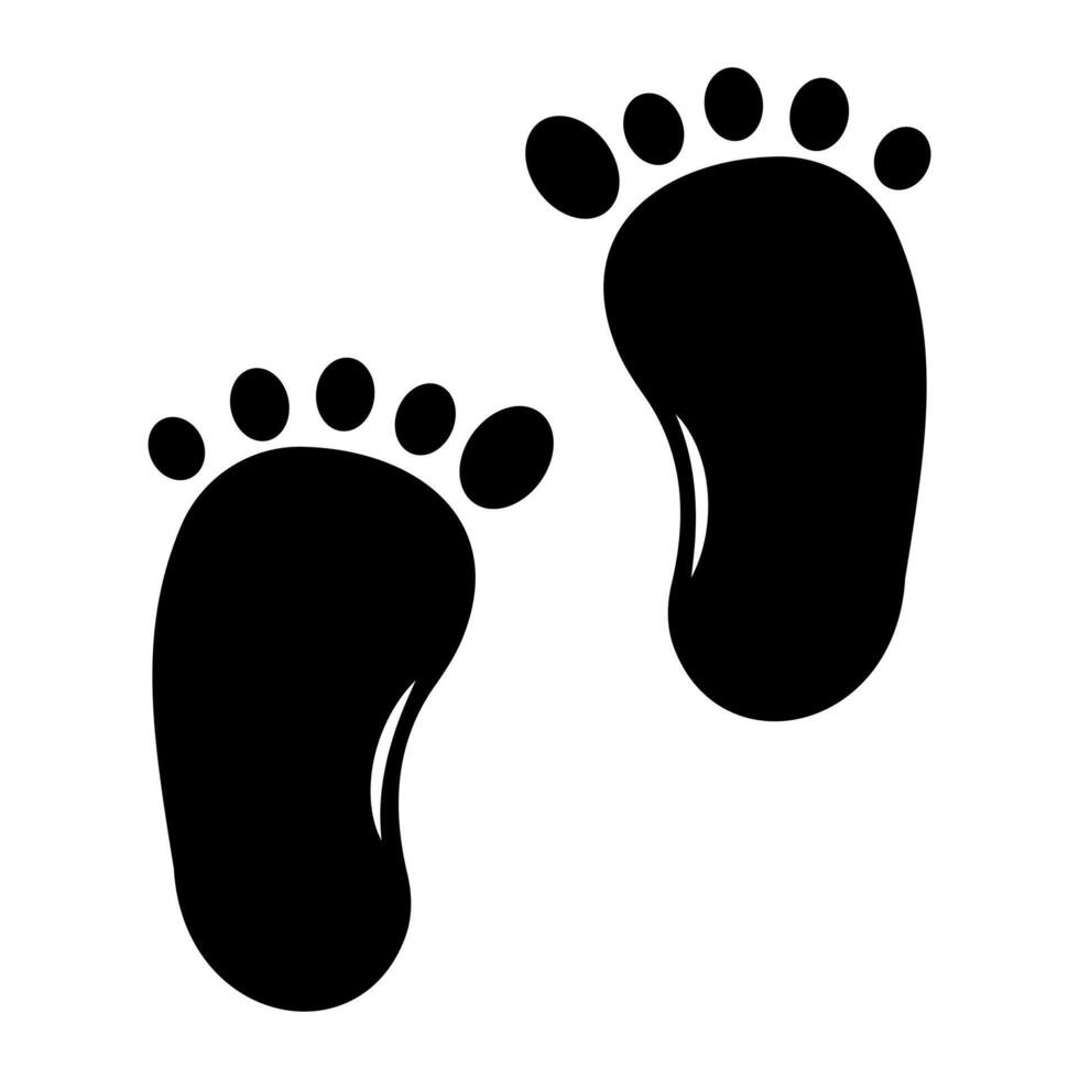 child's footprint, black silhouette, icon vector