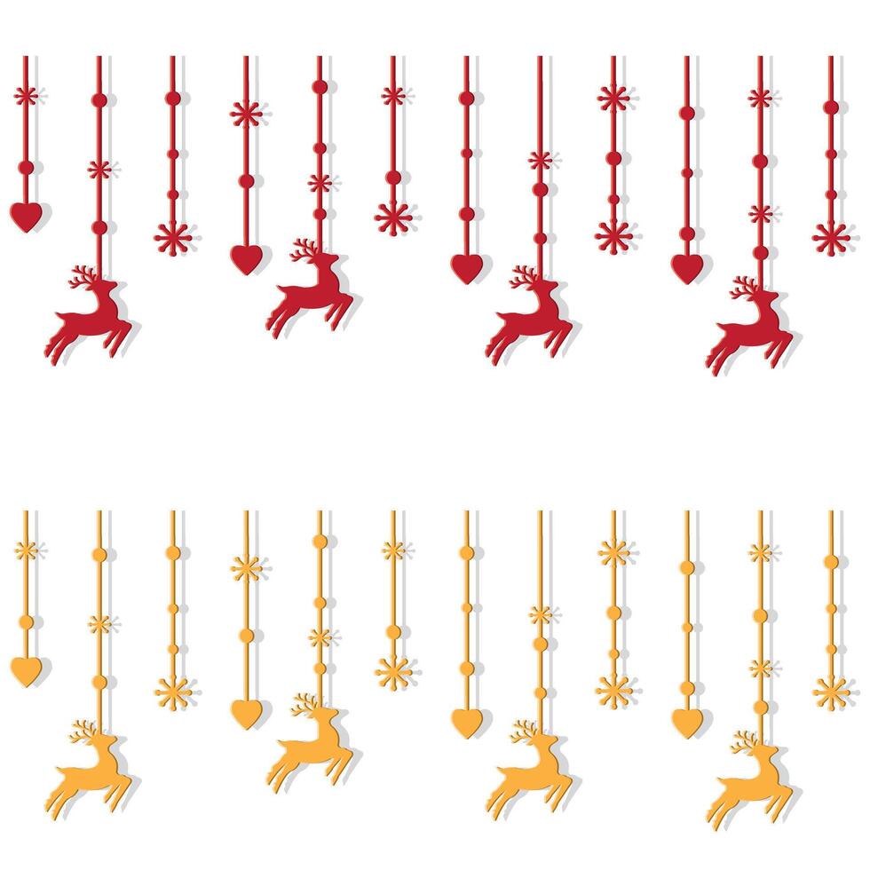 Hanging Christmas garland with reindeer isolated on a white background vector
