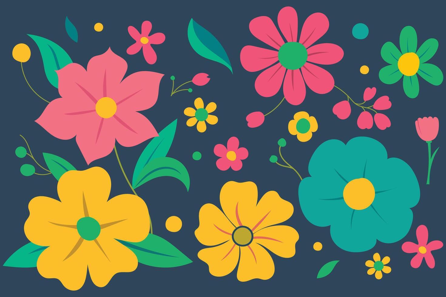 A colorful floral design on a dark background vector