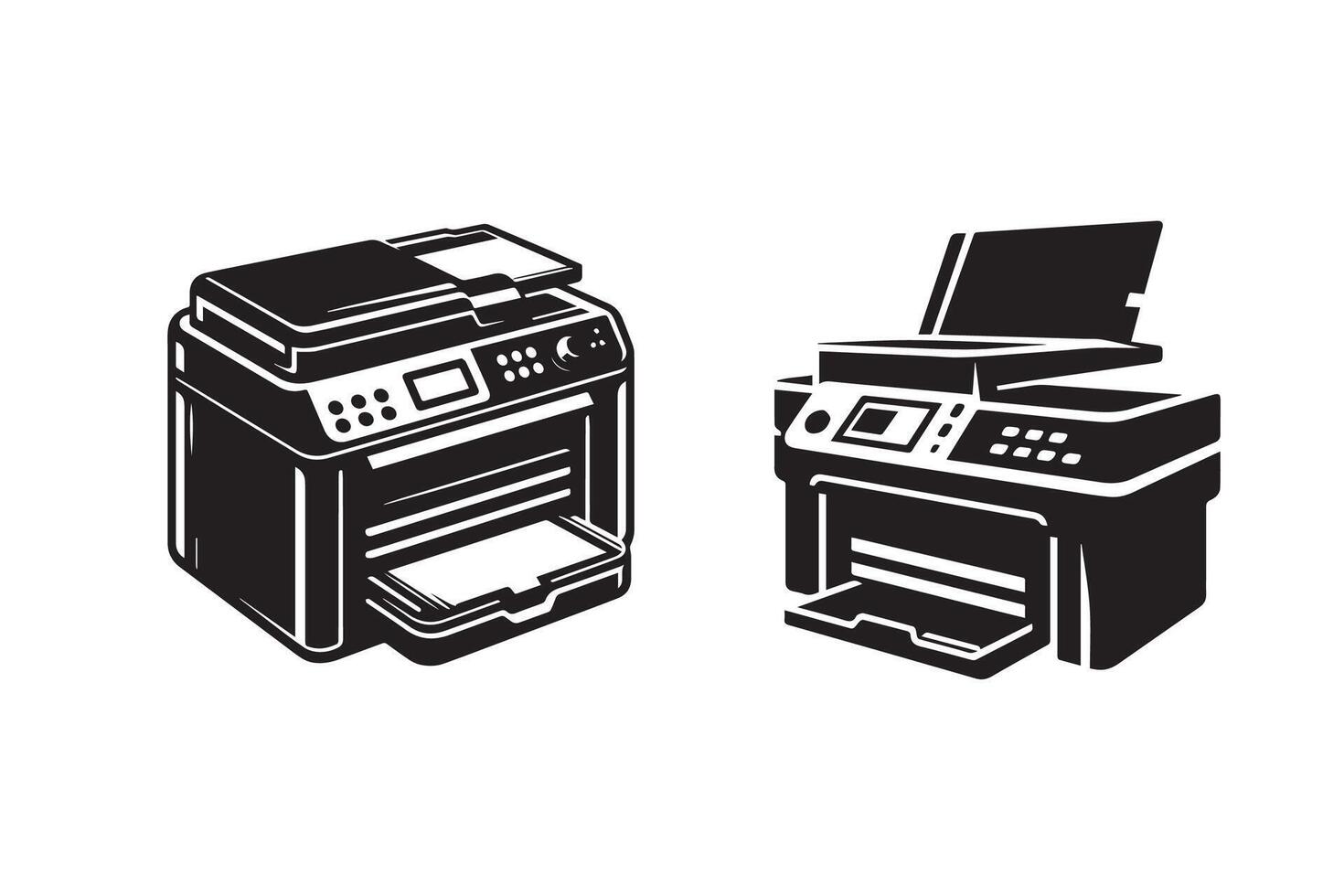 Digital Printer Machine Silhouette Illustration Design vector