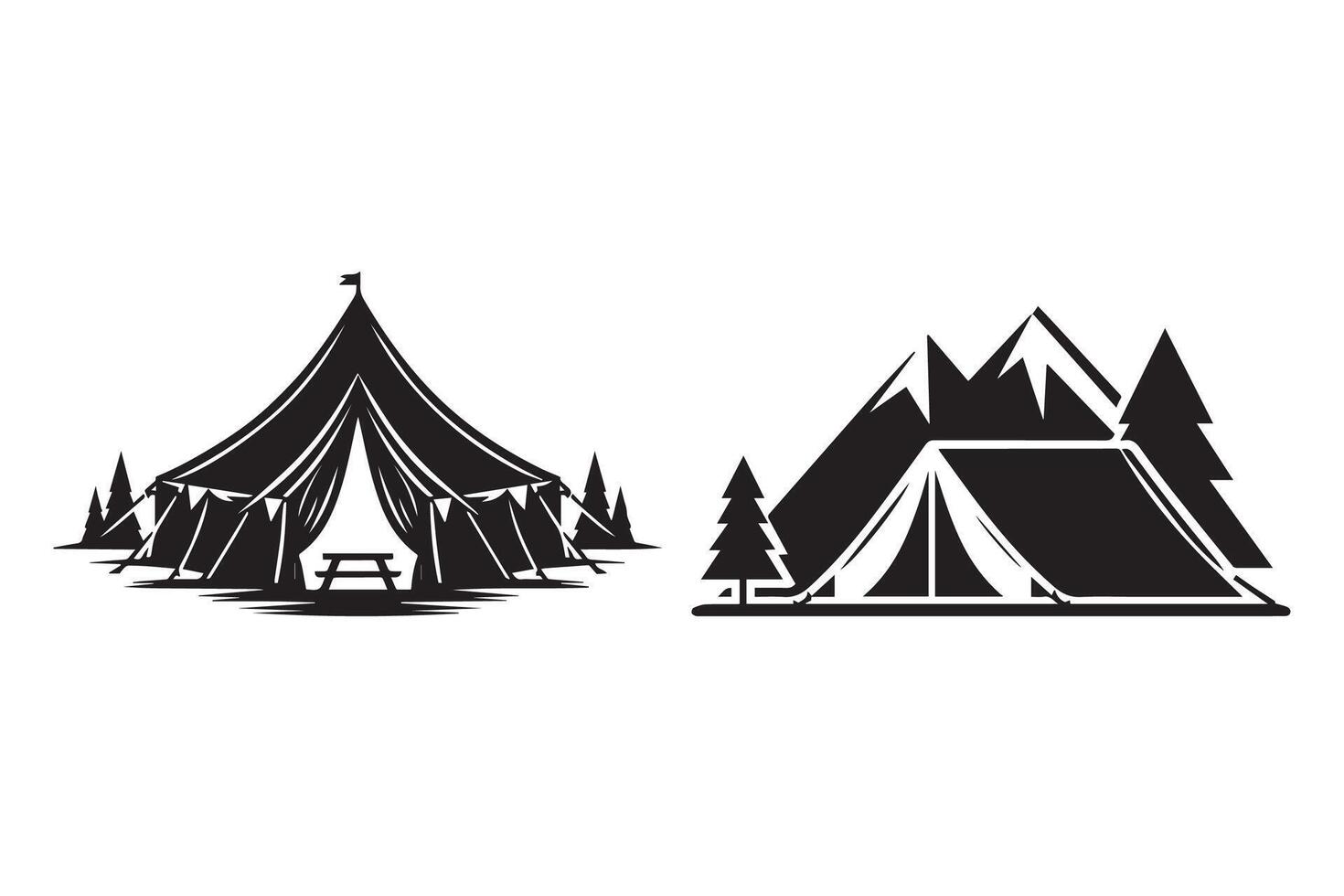 Tent Silhouette Illustration Design for camping vector