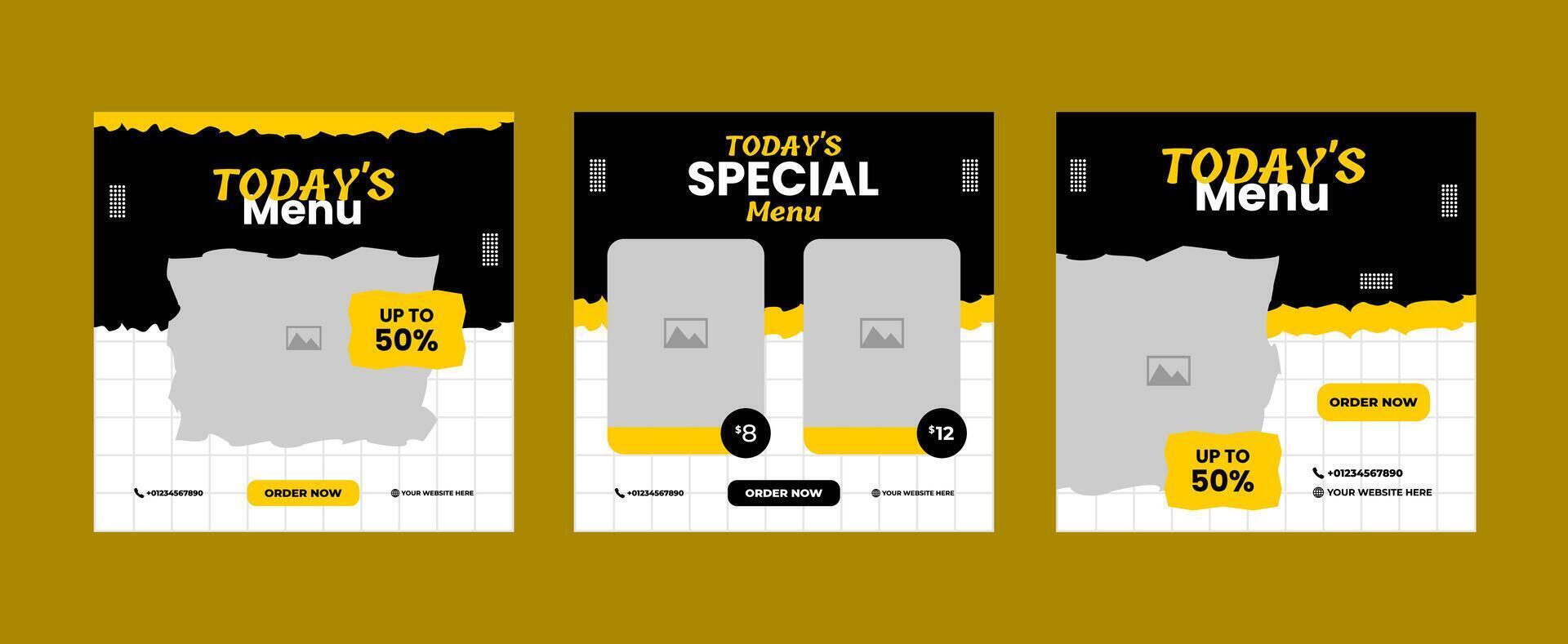 Social media food post promotion web banner design template vector