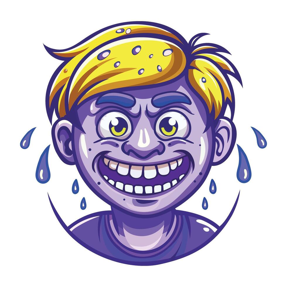 A flat sticker of nervous boy vector