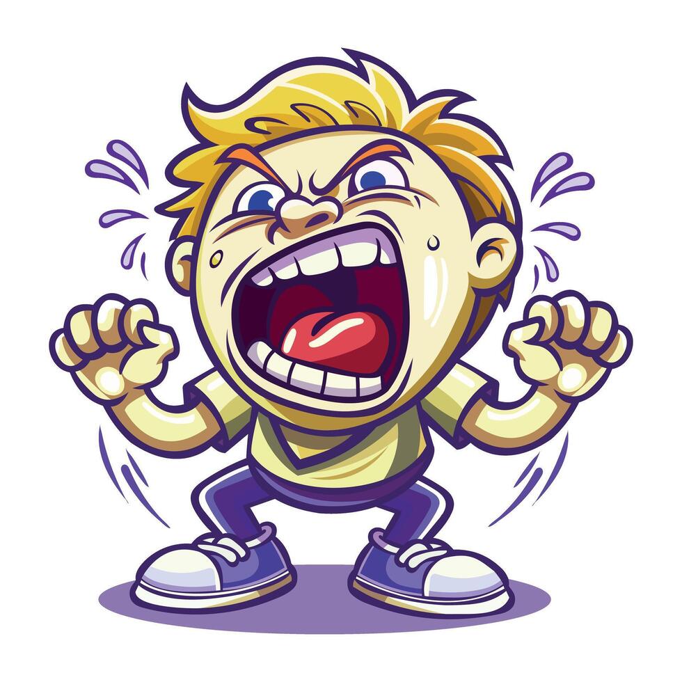 A flat style sticker of a screaming boy vector