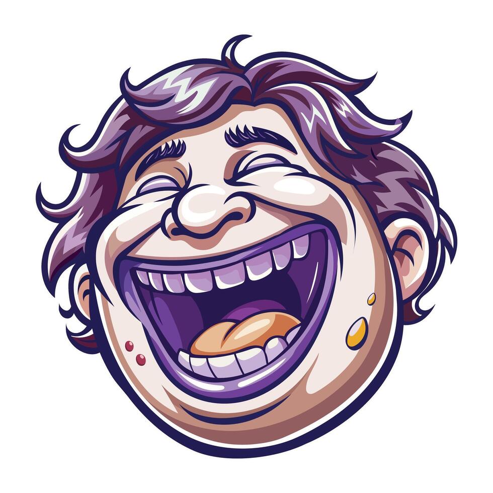 A flat style sticker of laughing man vector