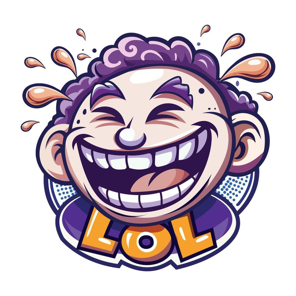 A flat sticker of lol reaction vector