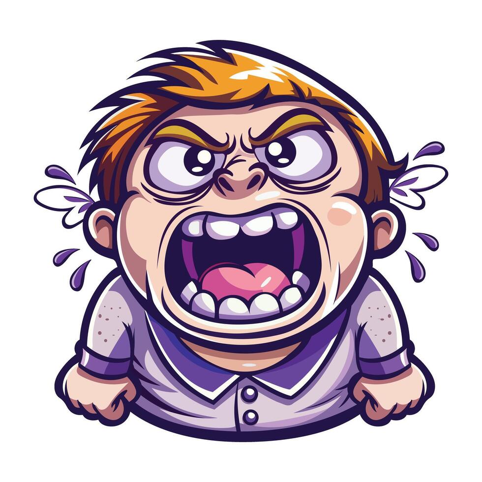 A character shouting with frustration, a flat style sticker vector