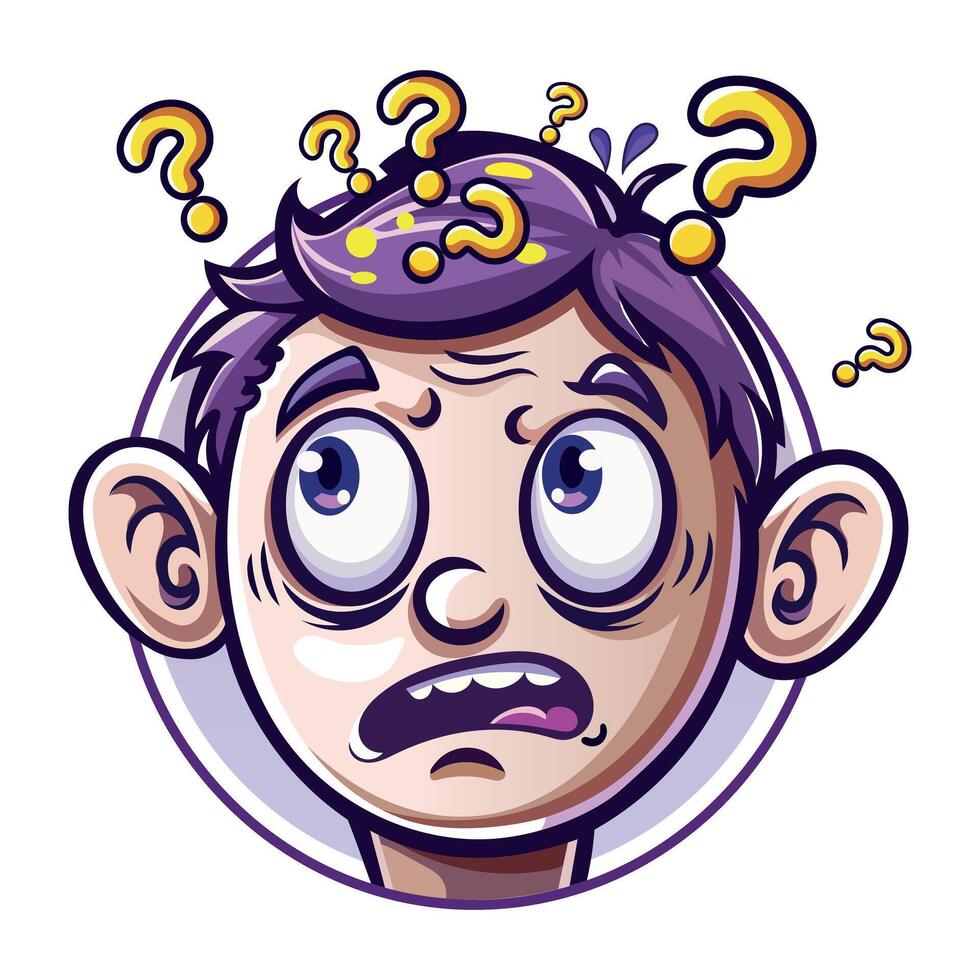 A flat style sticker of a confused boy vector