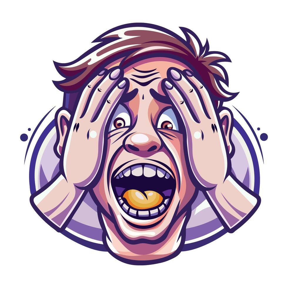 A flat sticker of shocked man vector