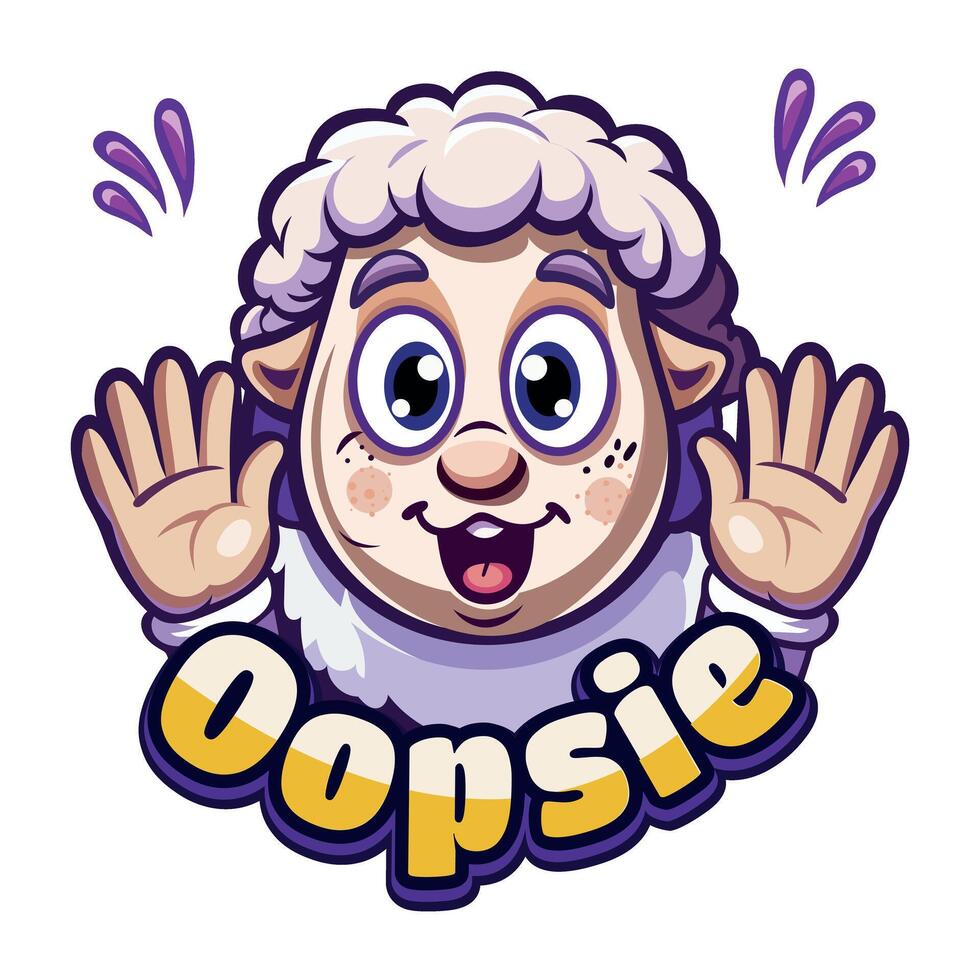 A flat sticker of a cartoon making an apology for his blunder vector