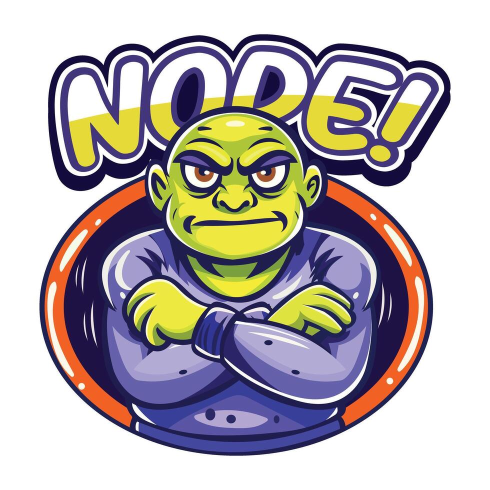 A flat style sticker of a serious man with nope typography vector