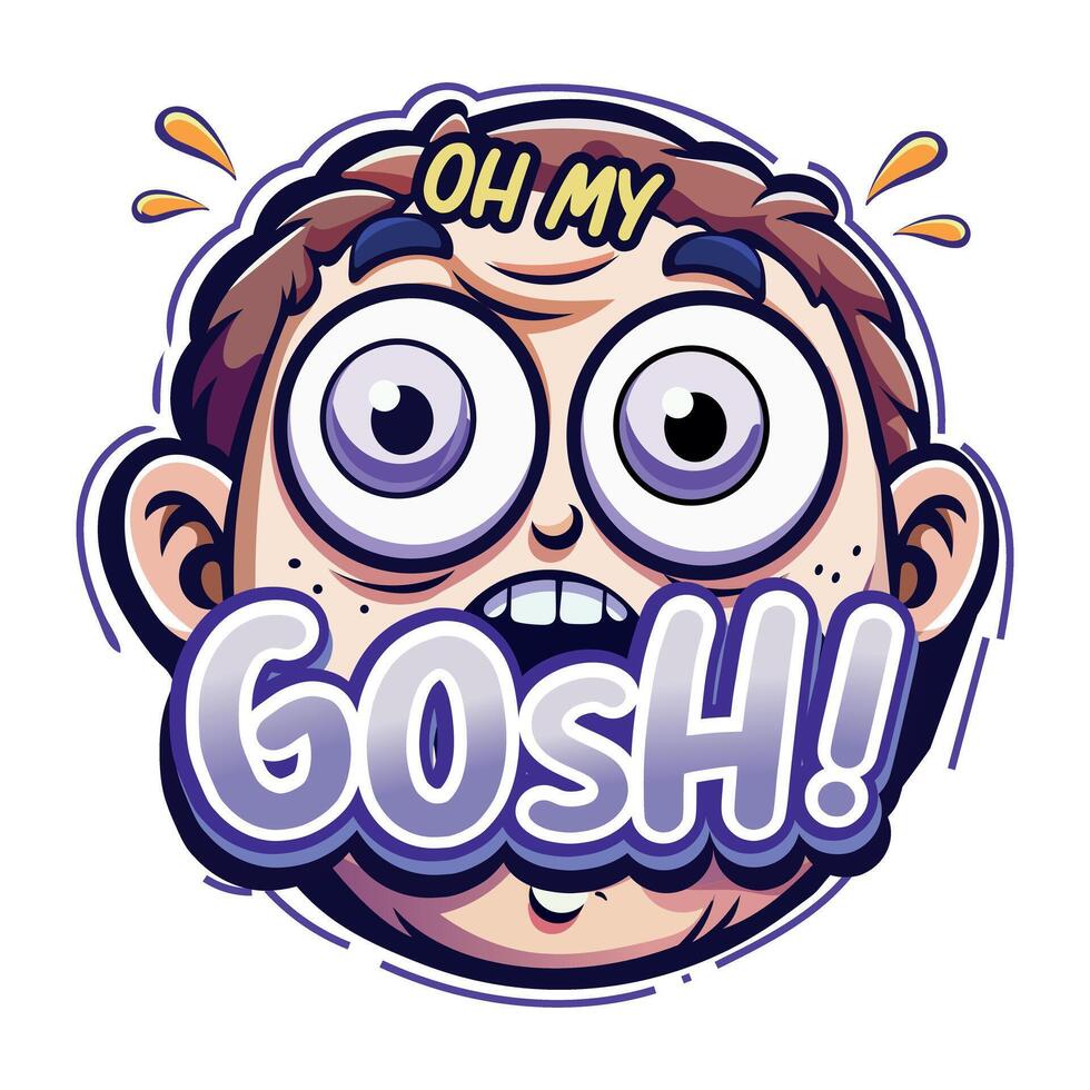 A flat sticker of surprised boy vector