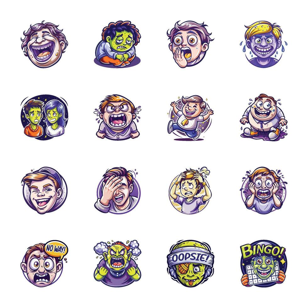 Collection of Flat Style Reaction Stickers vector