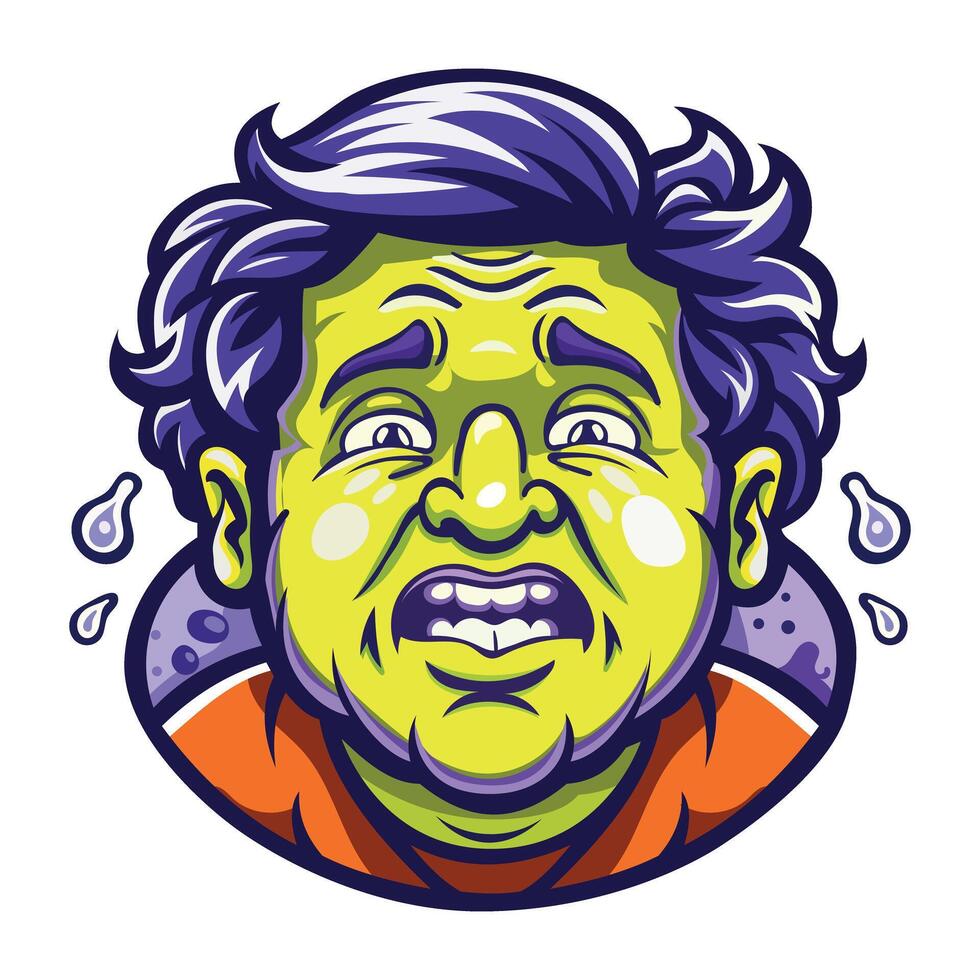 A flat sticker of a worried man vector